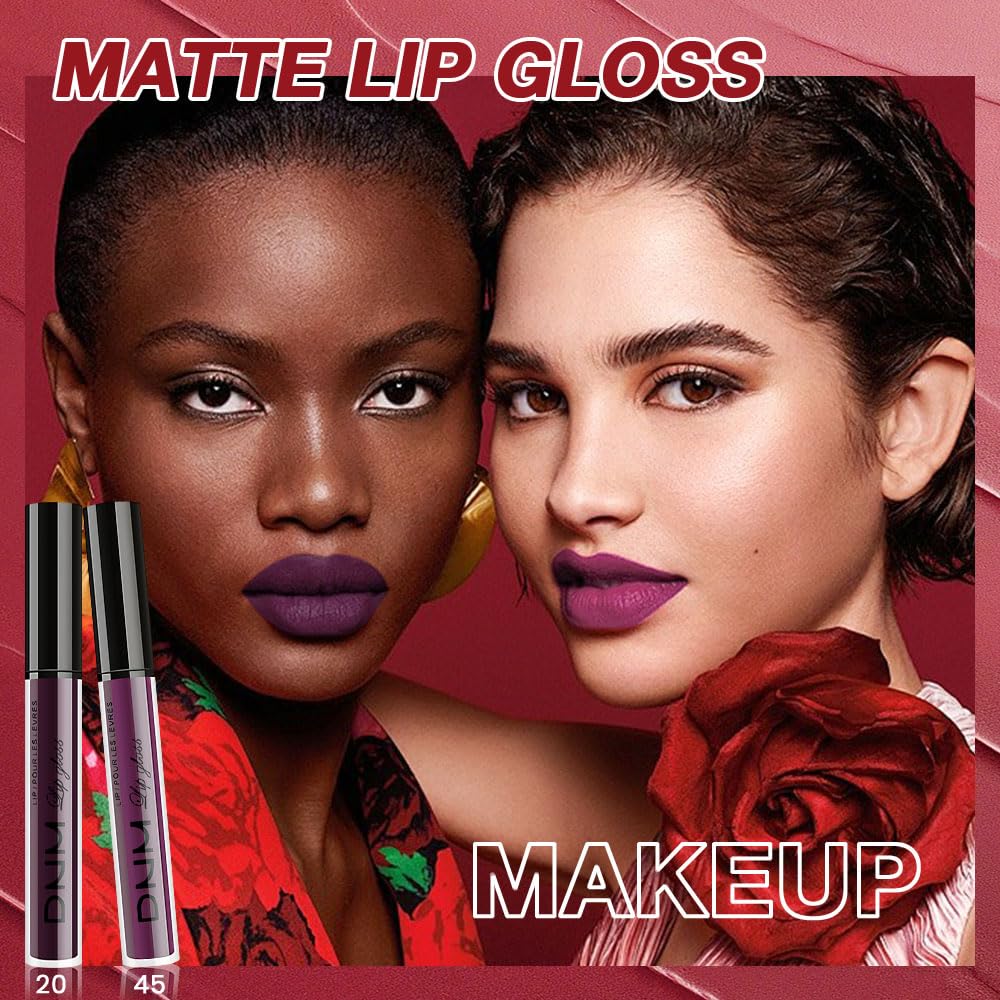 evpct 3Pcs Dark Purple Mauve Plum Maroon Matte Liquid Lipstick Lip Stain Sets for Women