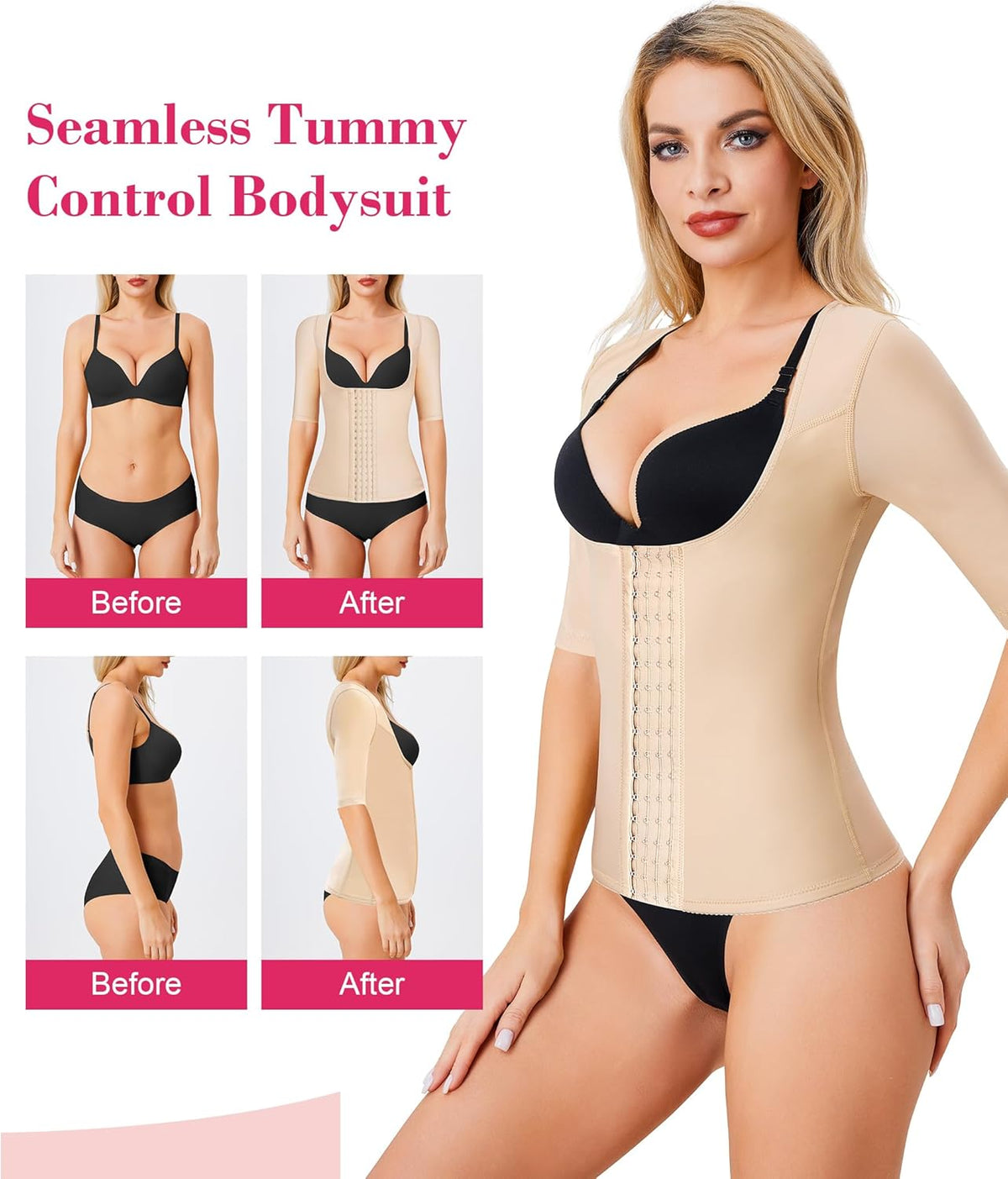 Gotoly Women Waist Trainer Corset Tummy Control Shapewear Upper Arm Shaper Post Surgical Slimmer