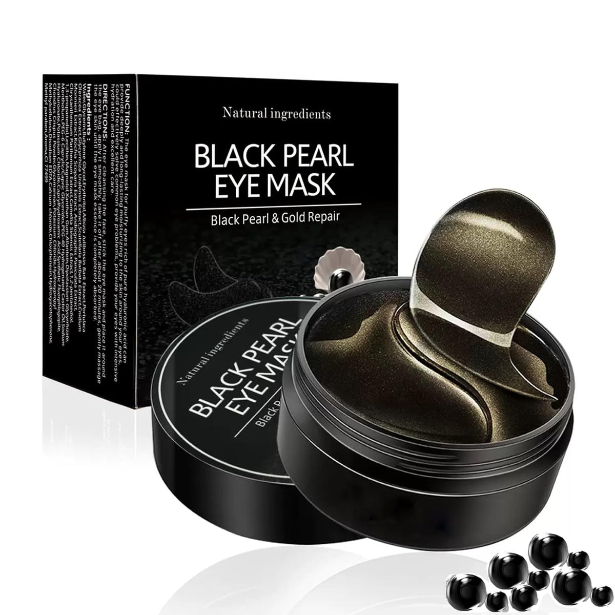 Under Eye Patches, Eye Mask Black Pearl, Puffy Eyes Dark Circles Brighten Treatments, 60PCS