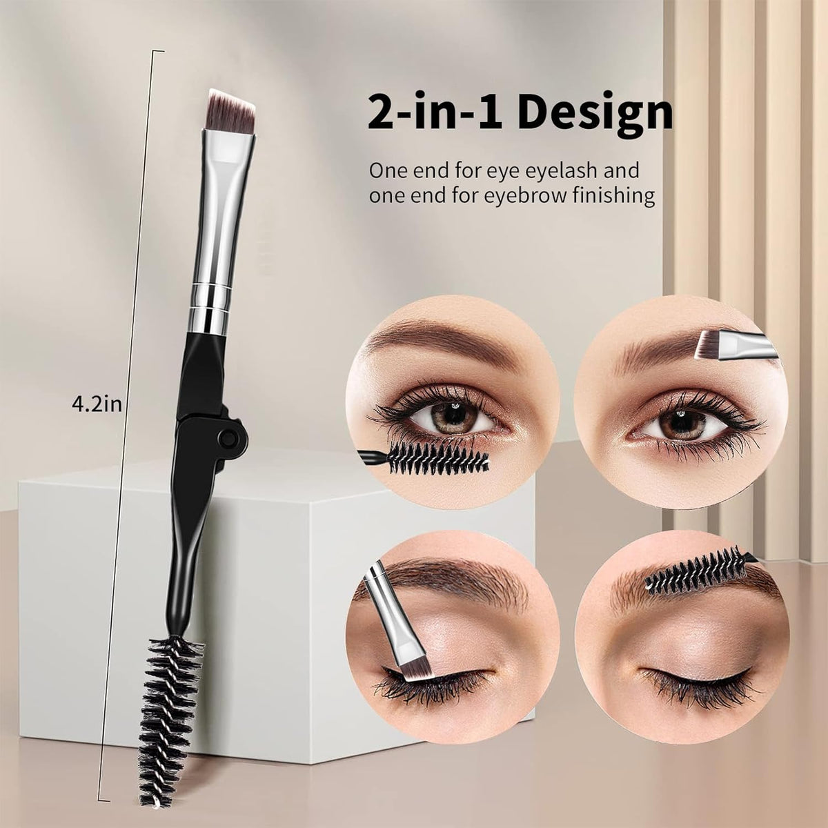MSQ Eyebrow Brush and Comb Folding Eyelash Brush Eyelash Separator Eye Brow Comb & Spoolie Brush