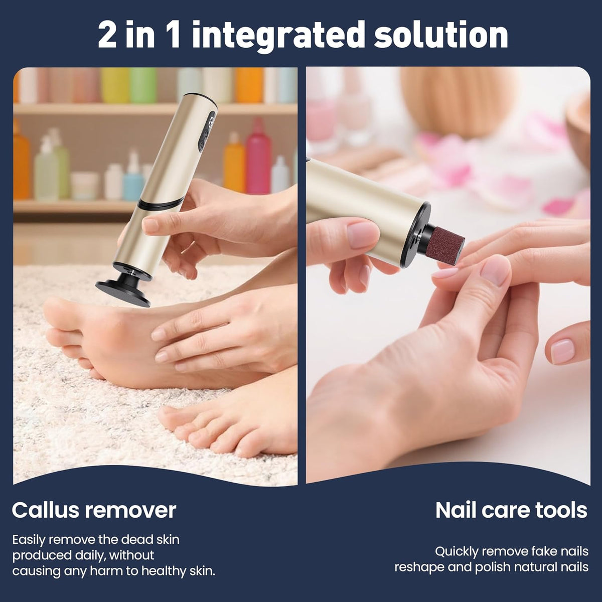 Electric Foot Callus Remover,2 in1 Rechargeable Callus Remover for Feet,9-Speed Wireless Electric