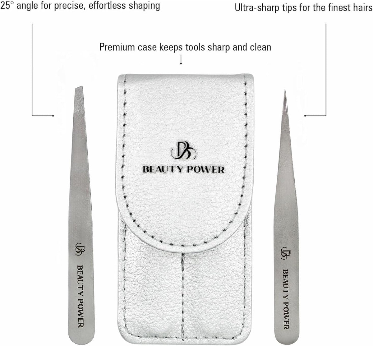 Professional Tweezers Set – Slant & Point, Ultra Precision German Stainless Steel Tweezers for