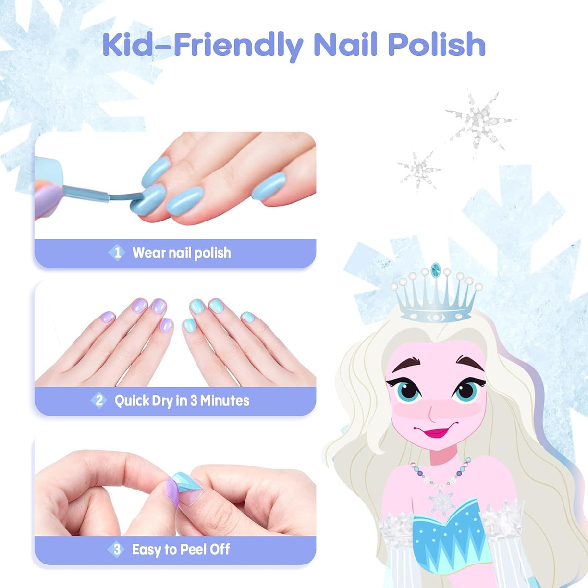 Tomons Kids Nail Polish Set for Girls, Non Toxic Nail Polish Art Kit for Kids Ages 7-12, Toys Gifts