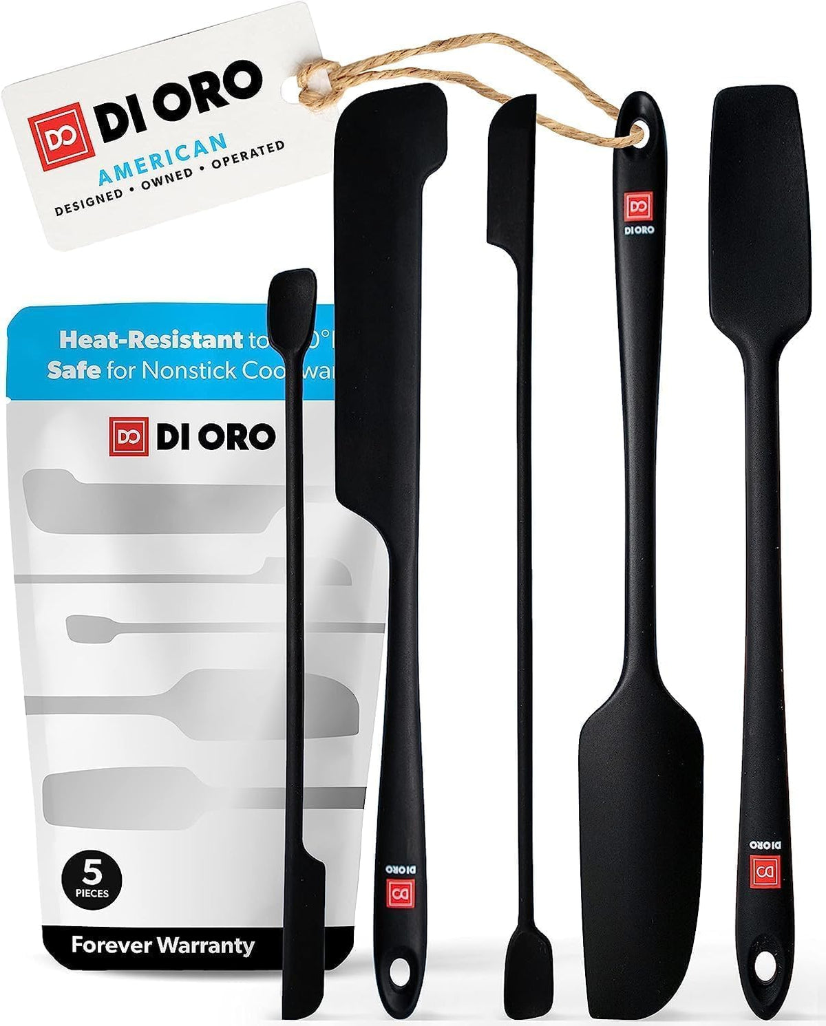 DI ORO Silicone Jar Spatulas for Scraping - Rubber Spatulas Silicone Heat Resistant - Kitchen