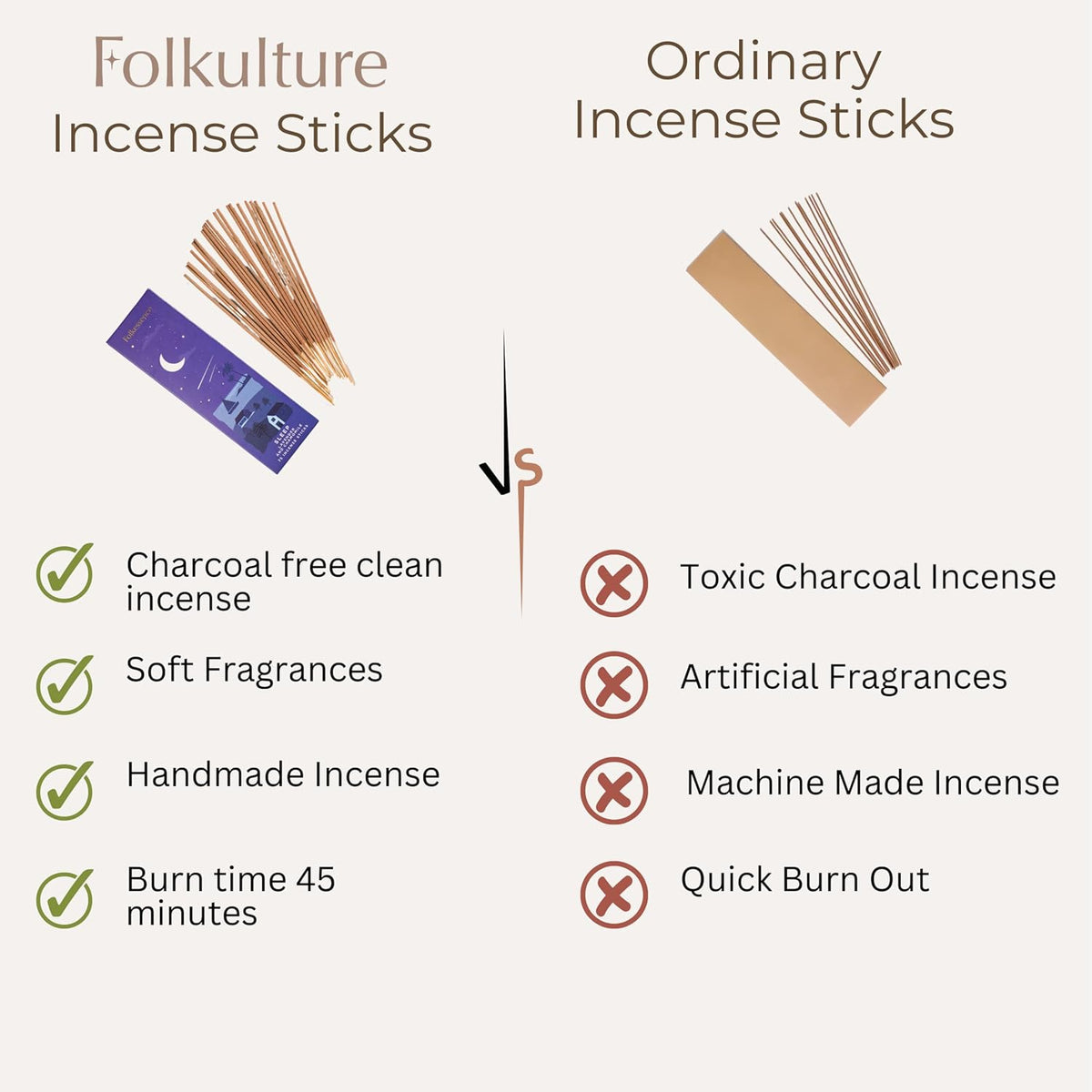 Folkulture Incense Stick for Home | Pack of 75 (8") Non Toxic Insence-Sticks for Meditation with 45