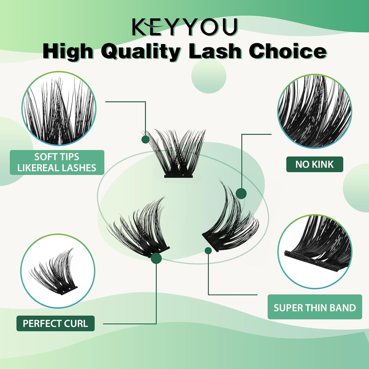 Lash Clusters,96 Pcs Cluster Lashes Y07 D Curl 8-18MIX DIY Lash Extensions Eyelash Clusters,KEYYOU