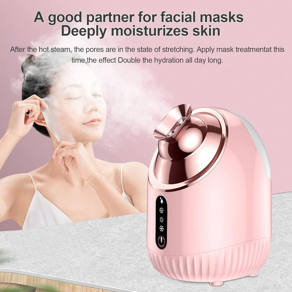 Facial Steamer - Nano Ionic Facial Steamer with Cold&Warm&Hot Mist,240ml Large Water Tank,Small