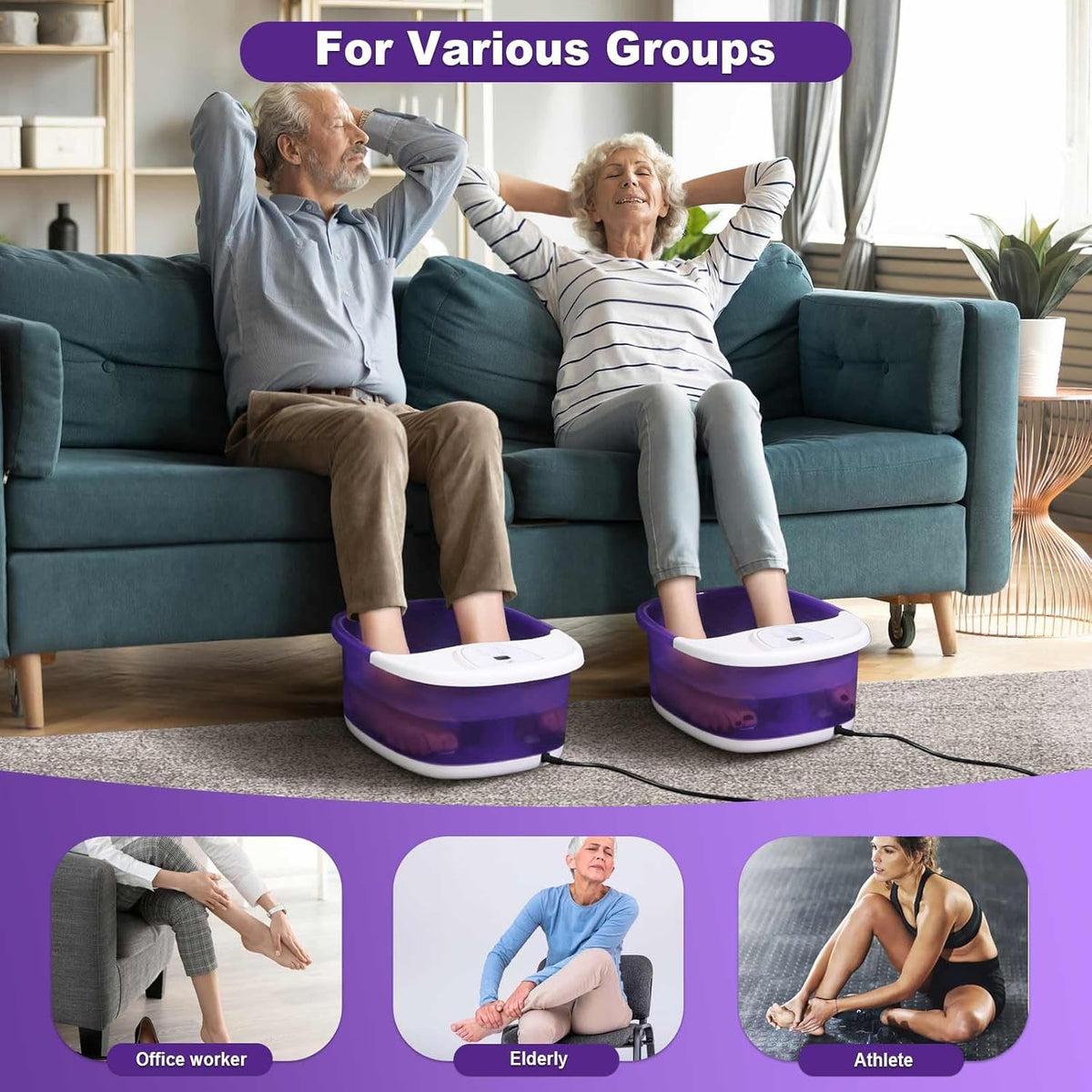 Foot Spa Bath Massager with Heat [2025 Upgraded], Vibration, Temperature Control, Jets, Bubbles and