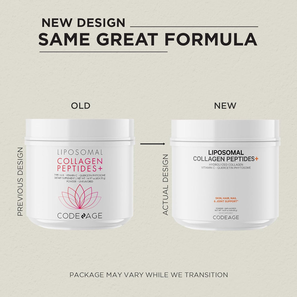Codeage Liposomal Collagen Peptides Powder + Vitamin C & Quercetin, Phospholipid Complex, Grass-Fed