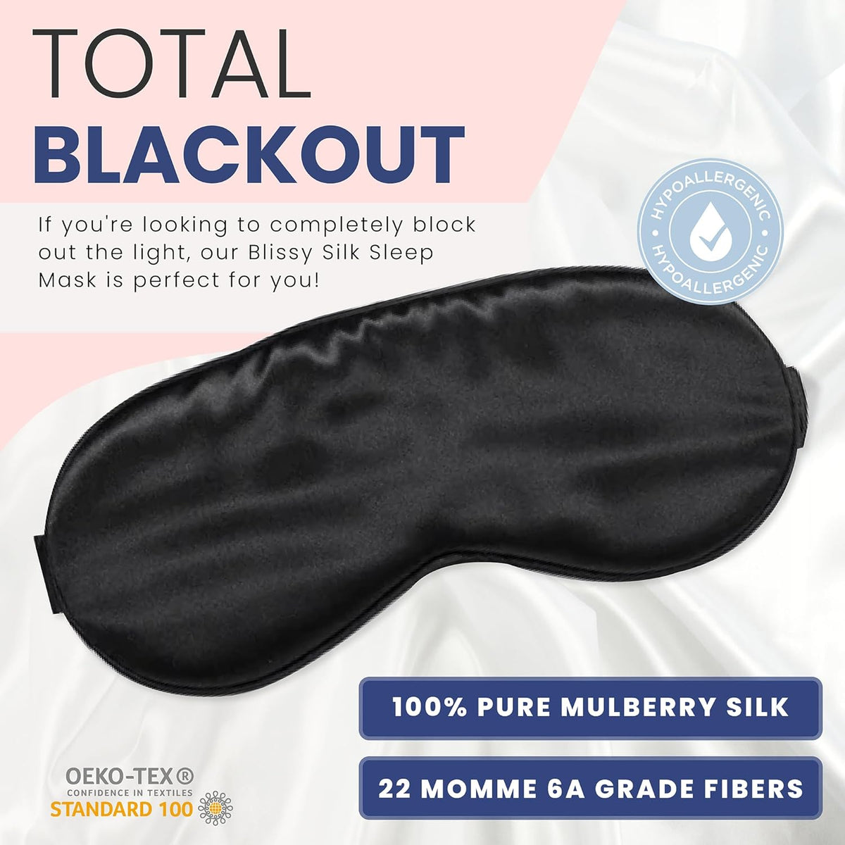 Blissy Silk Sleep Mask - Silk Eye Sleeping Mask for Women & Men for Total Blackout - Silk Eye Mask