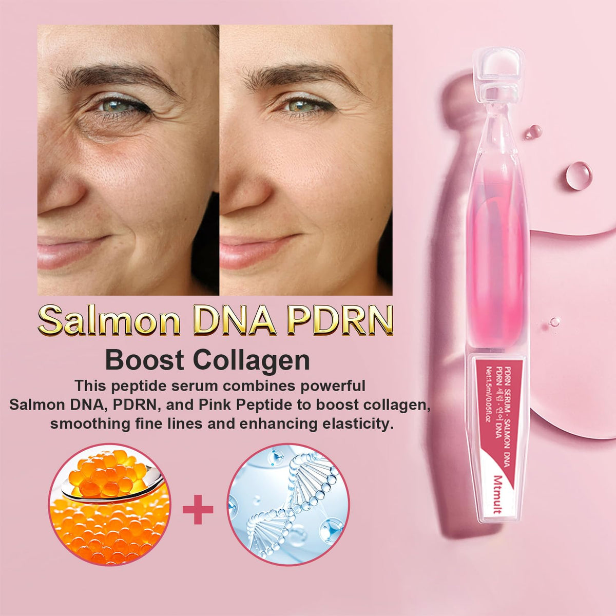 Mtmult PDRN Serum, Salmon DNA Serum - Korean Skin Care Anti-Aging Ampoule with 99% Salmon DNA PDRN