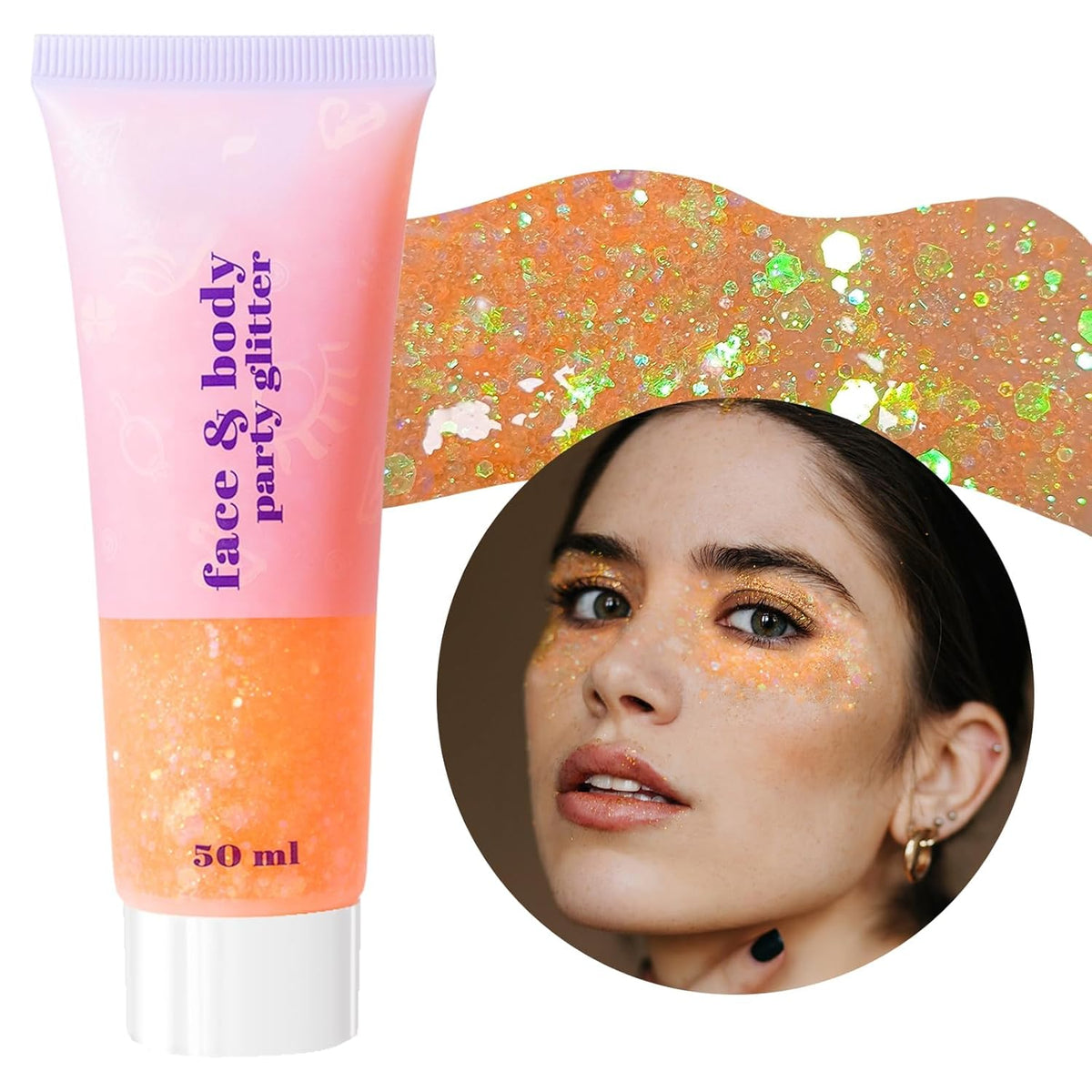 DAGEDA Body Glitter Gel, Face Glitters Body Gel Sequins Shimmer Liquid Eyeshadow, Chunky Glitter