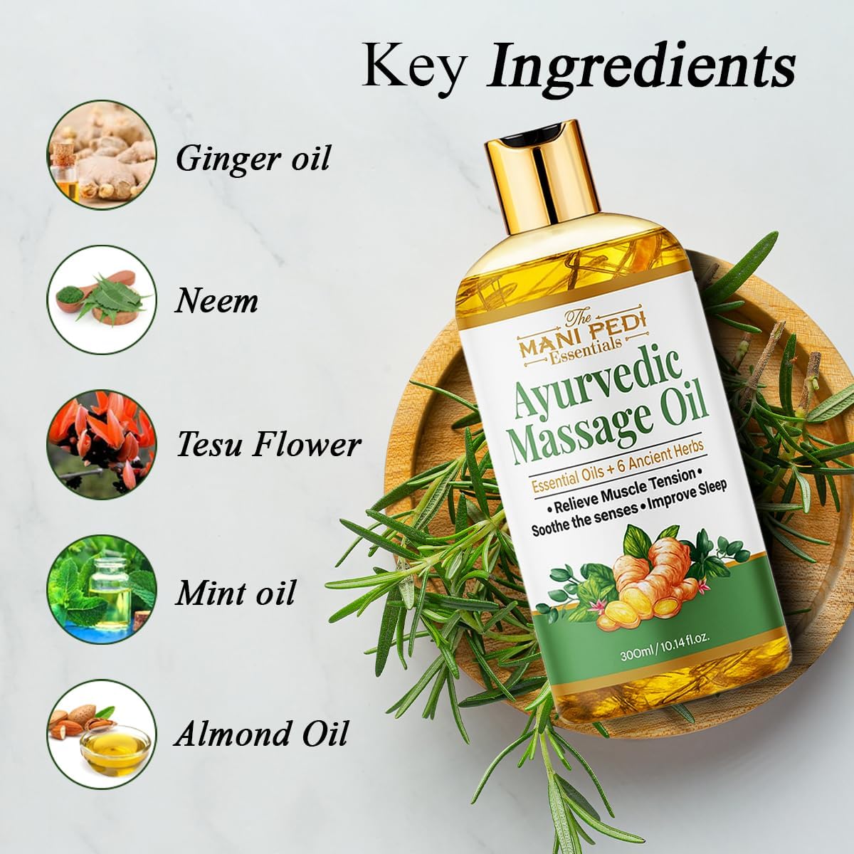 Ayurvedic Massage Oil enriched with Clove, Almond, Lemongrass & Lavender Oils & 6 Ancient Herbs.