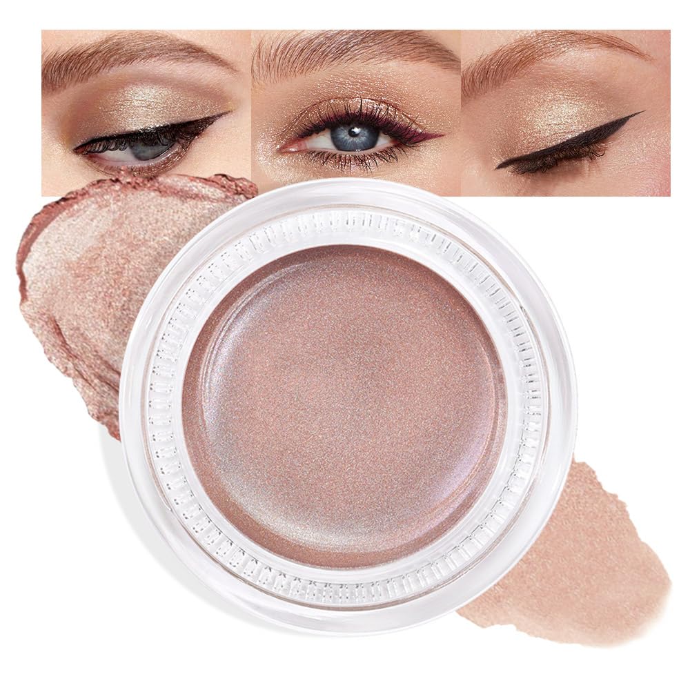 Cream Glitter Antique Rose Shimmer Metallic Eyeshadow Palette Makeup, Natural Single Mini Instant