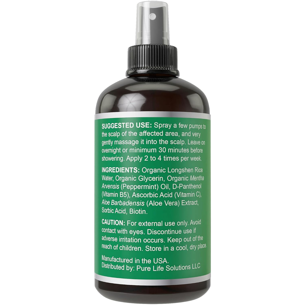 Biotin + Peppermint + Rice Water Spray For Hair Growth. Vegan Leave In Conditioner For Women, Men.