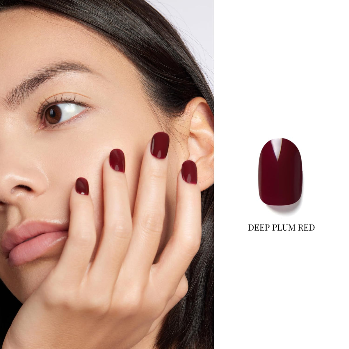 NAILOG One Step Dark Red Gel Nail Polish 12ml Top Coat Color Gel Base 3-In-1 Formula Soak Off UV