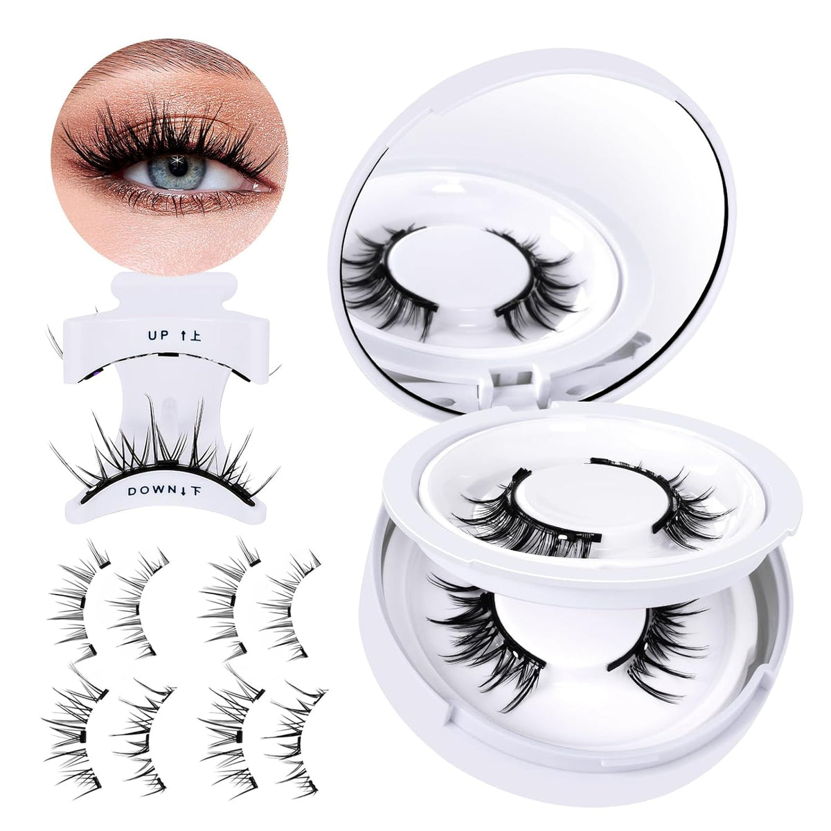 B&Qaugen Magnetic Eyelashes with Applicator Reusable Glue-Free Natural Look Eyelashes Kit Easy to