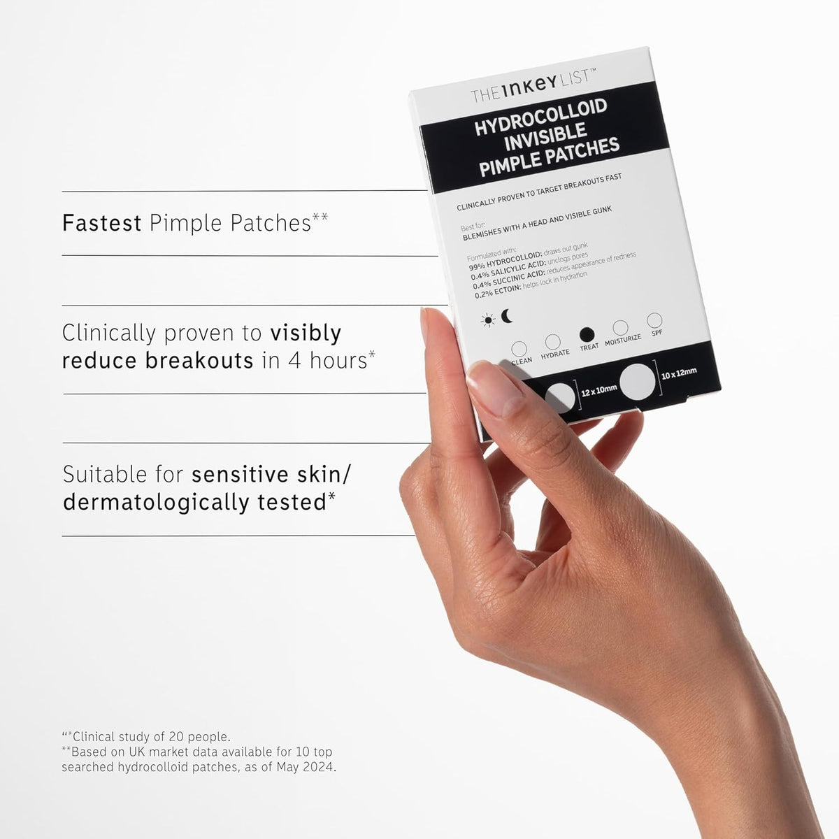 The INKEY List Hydrocolloid Invisible Pimple Patches, Spot Patches Contains Salicylic Acid