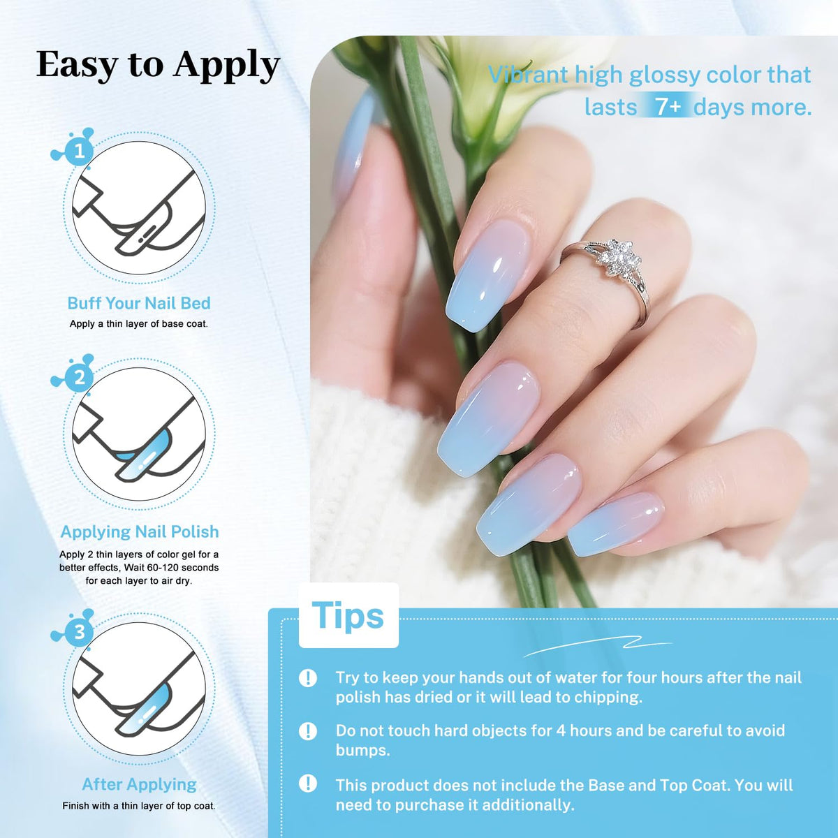 16.5ml Jelly Baby Blue Nail Polish Large Volume Quick Dry Nail Polish, Long Lasting Shine