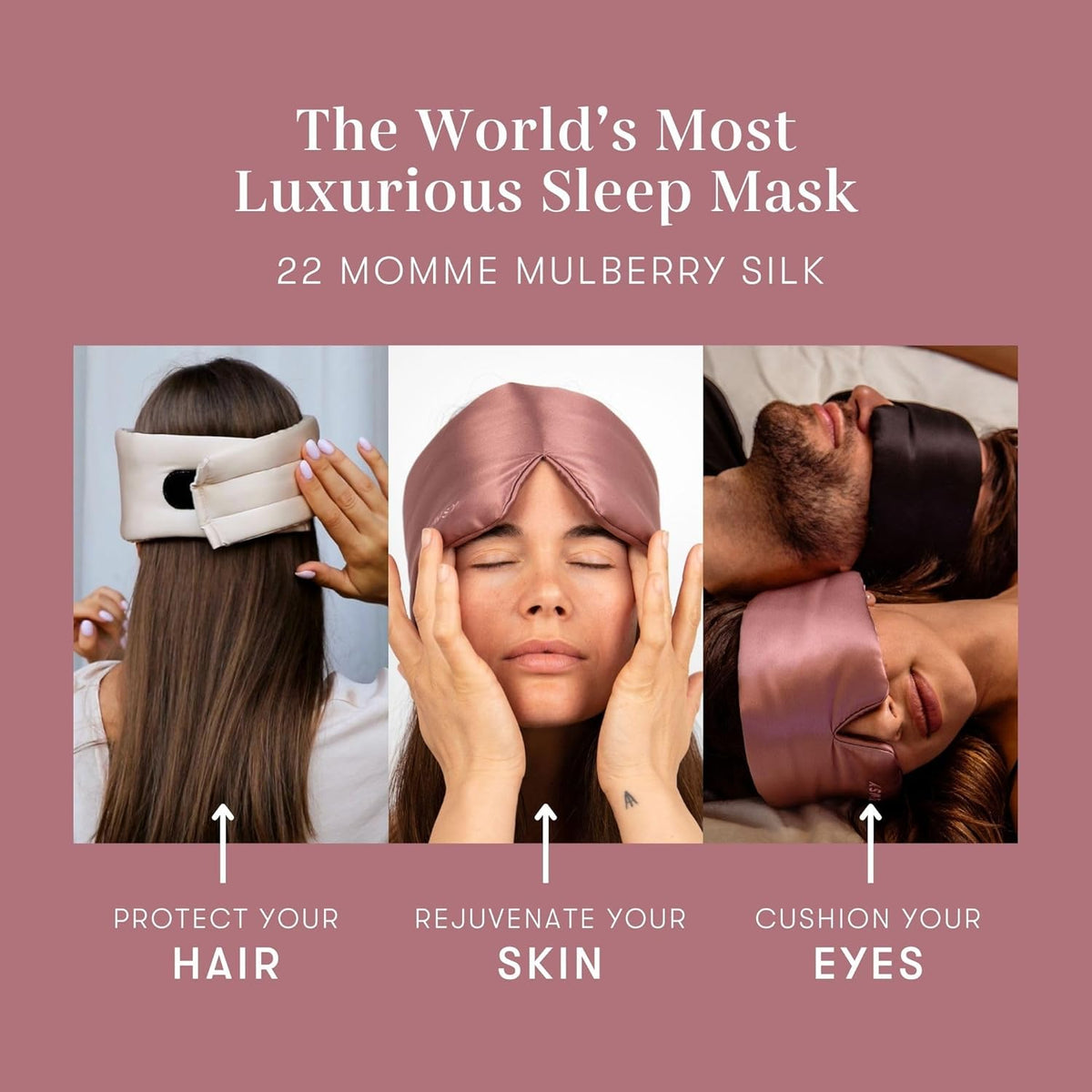DROWSY Silk Sleep Mask. Face-Hugging, Padded Silk Cocoon for Luxury Sleep in Total Darkness.