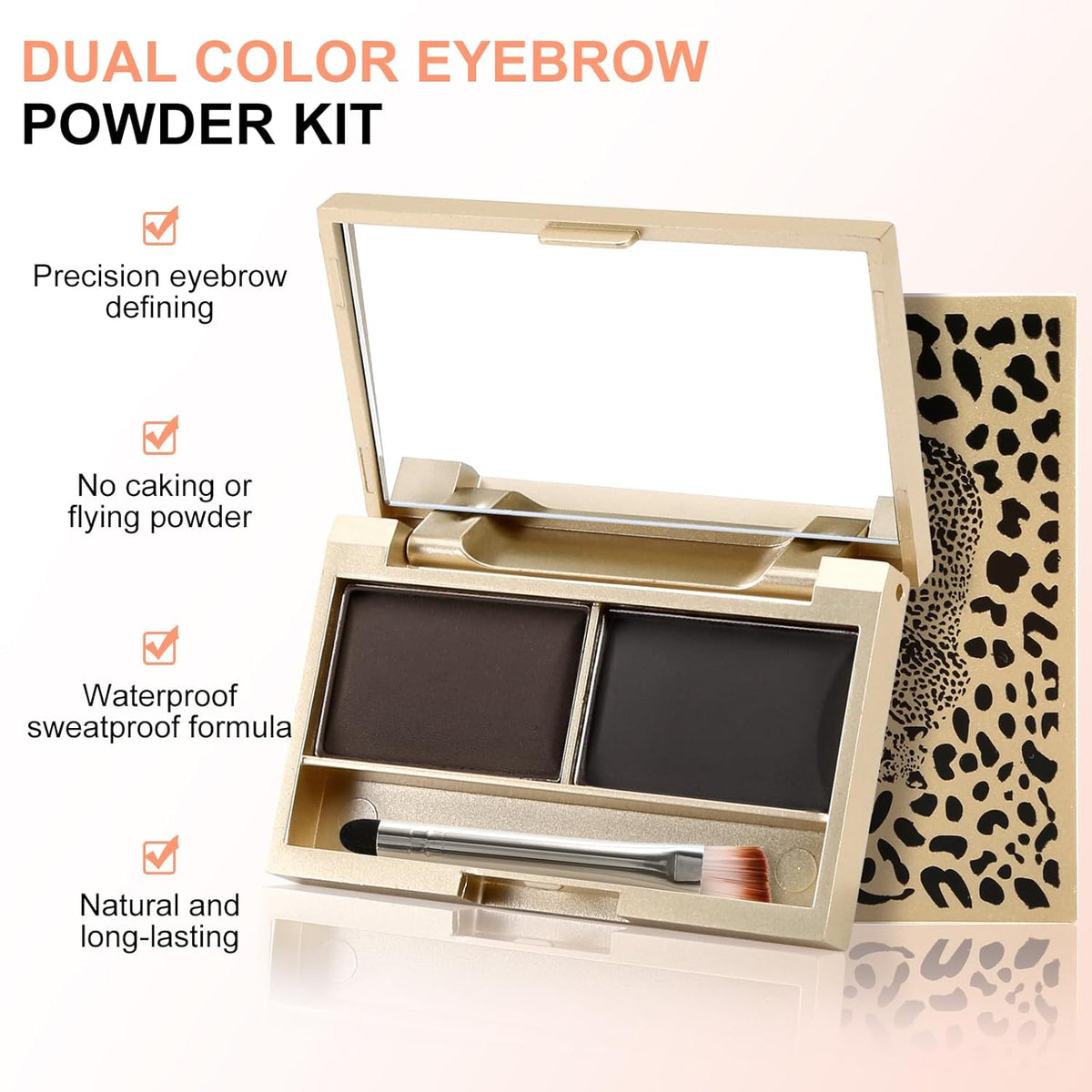 Boobeen Eyebrow Powder Kit, 2-color Waterproof Eyebrow Palette Makeup to Definer & Filler Brows