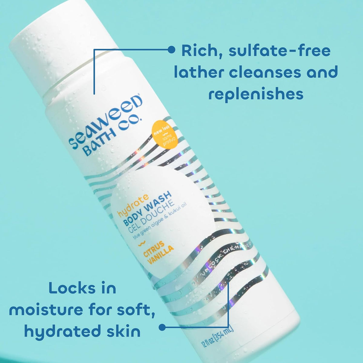 Seaweed Bath Co. Hydrate Body Wash - Citrus Vanilla | Foaming Shower Gel Cleanser with Natural