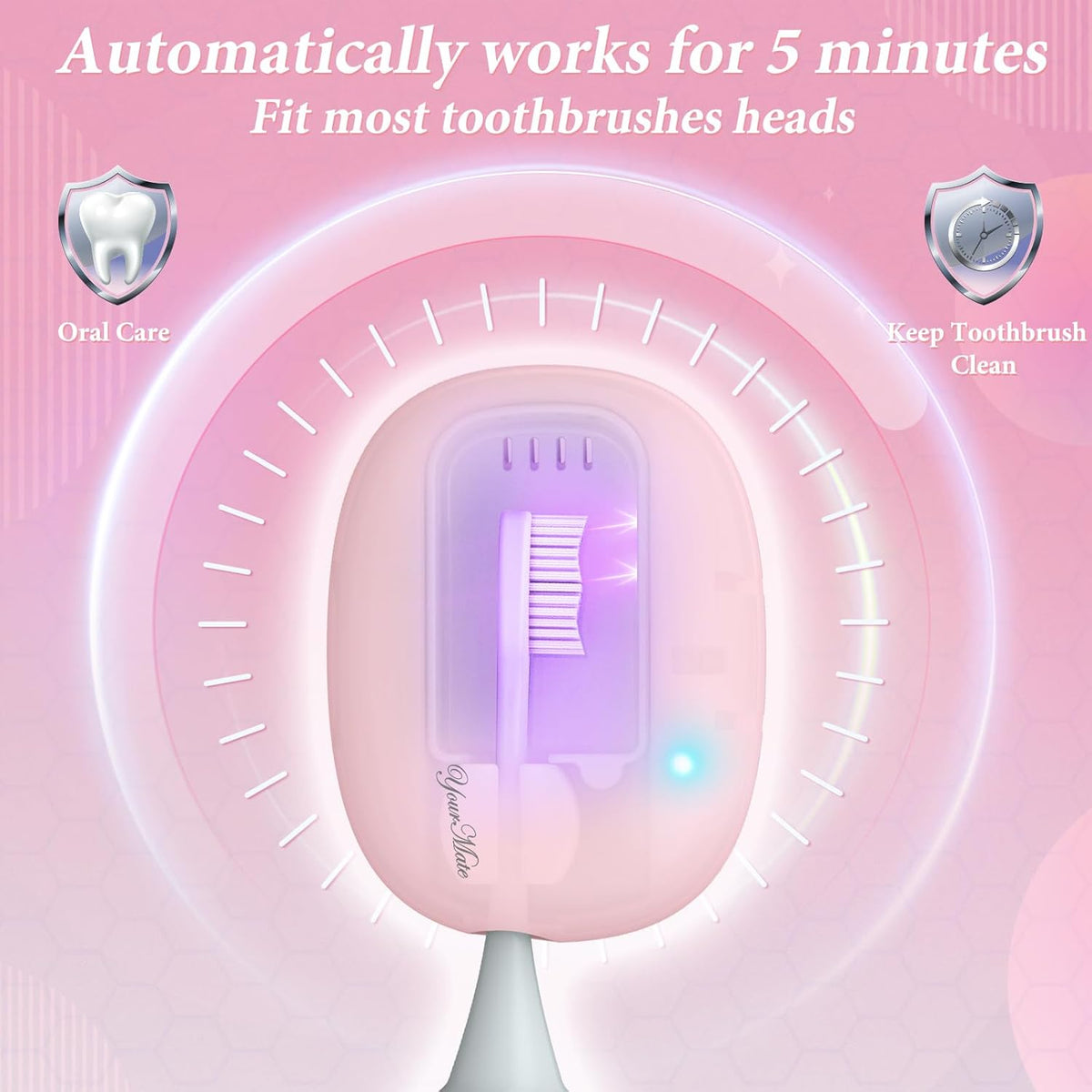 YourMate UVC Rechargerable Toothbrush Sanitizer Case Travel Toothbrush Covers Case with Holder for