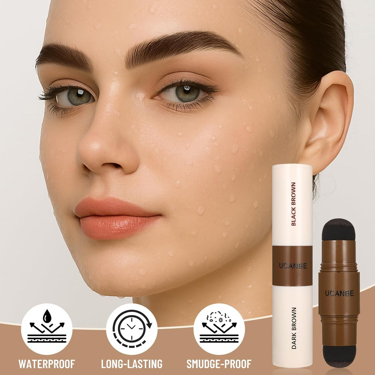 UCANBE 25PCS Eyebrow Stamp Stencil Kit With Dual-Color Eyebrow Stamp Pomade,20 Reusable Eyebrow
