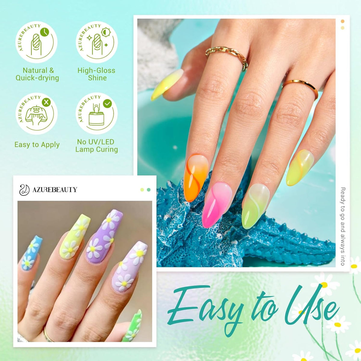 AZUREBEAUTY 31 Pcs Dip Powder Nail Kit Starter, Spring Summer 20 Colors Glitter Neon Pink Blue