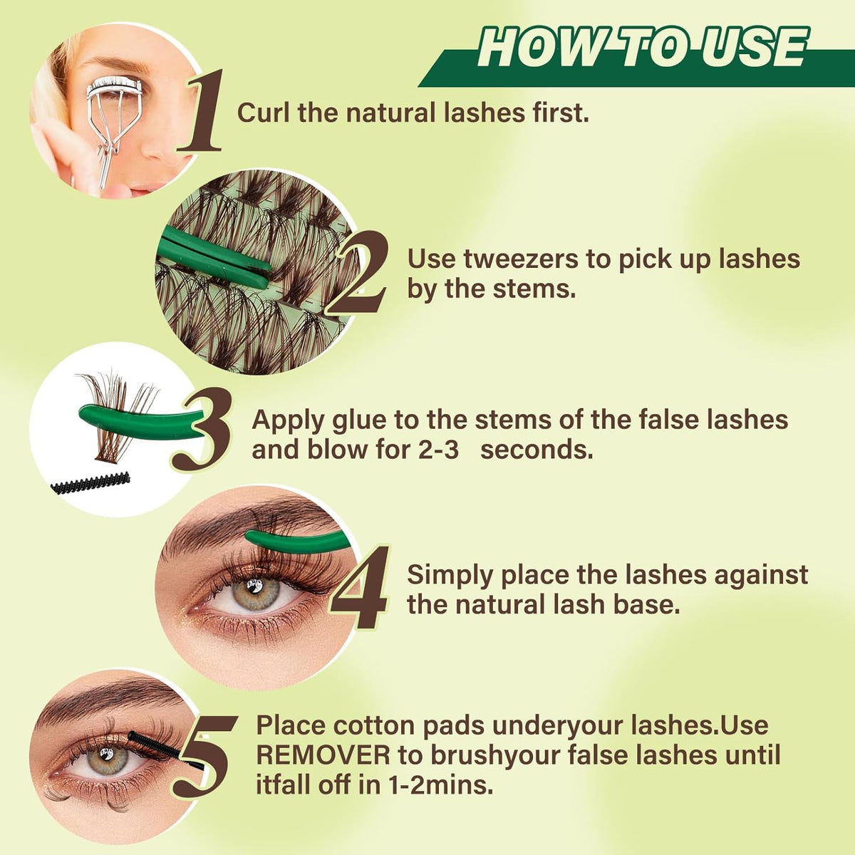 KEYYOU Brown Lash Clusters Natural Lash Extensions Wispy Eyelash Clusters 280Pcs D Curl Eyelash