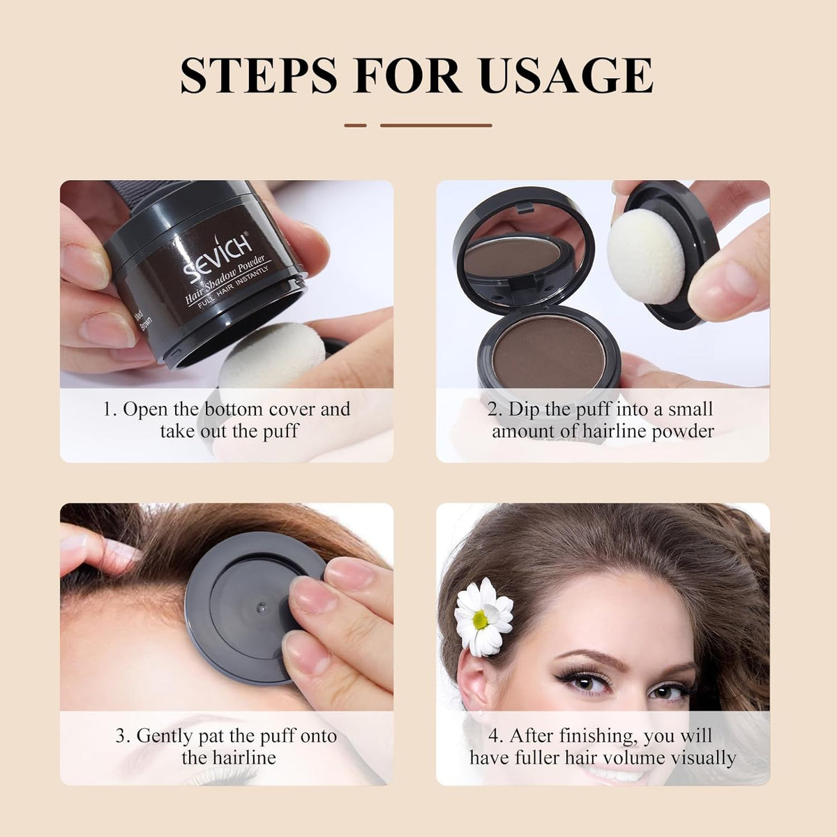 SEVICH Hairline Powder - Instantly Cover Grey Hair and Thinning Hairline, Eyebrows & Beard Line
