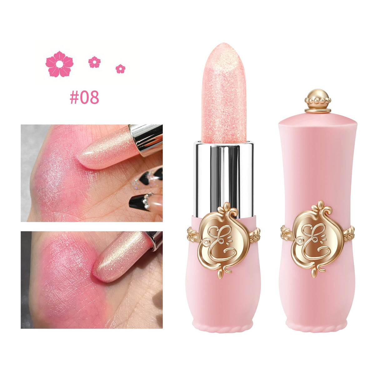 3 Pcs/Set Flower Jelly Lipstick Set Temperature Change Moisturizer Long Lasting Nutritious Glossy