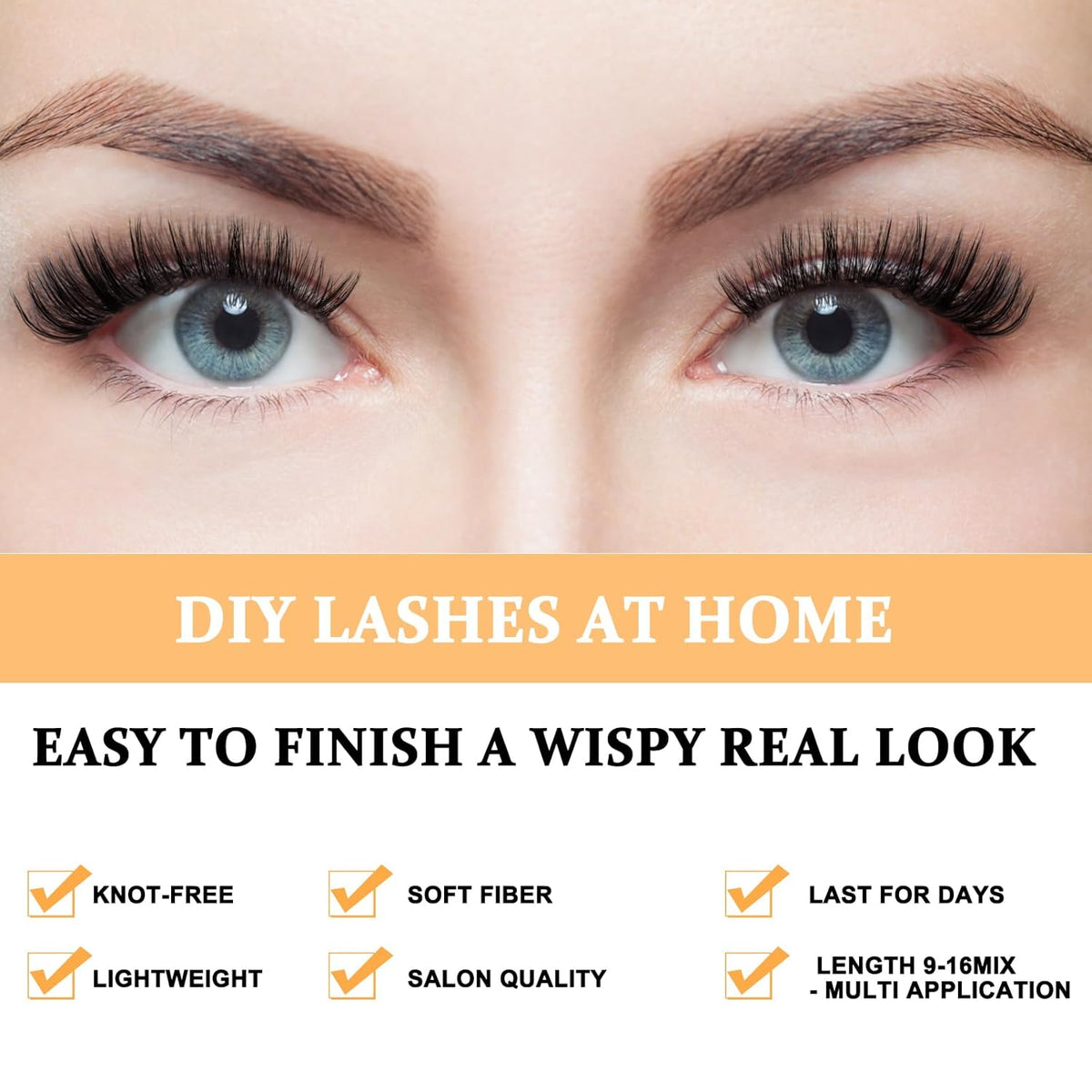B&Q Lash Clusters 280PCS Eyelash Clusters, 40 50 C 9-16MIX Individual Lash Comfortable Eyelash