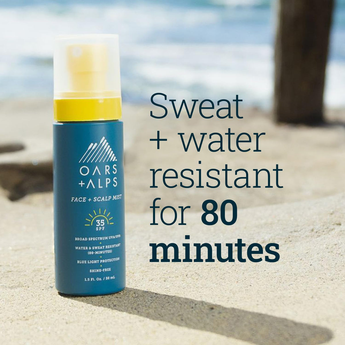 Oars + Alps Face & Scalp Sunscreen Spray Mist, SPF 35 Facial & Hair Sunscreen, Protects from Blue