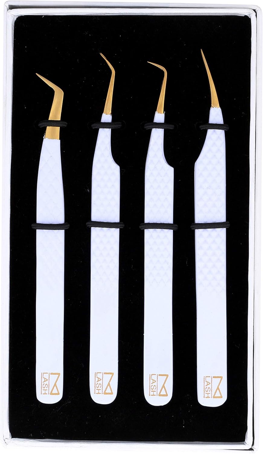 M LASH Eyelash Extension Tweezers (Set of 4) - Professional & Precision Lash Tweezers for Eyelash