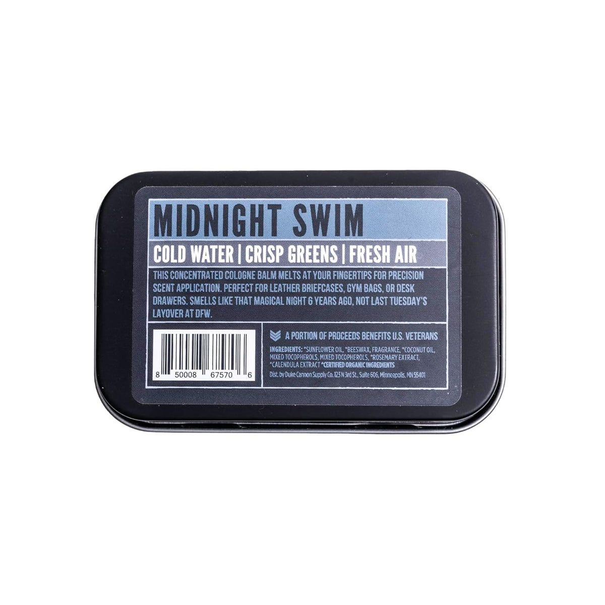 Duke Cannon Supply Co. Solid Cologne for Men Midnight Swim - Cold Water, Crisp Greens, Fresh Air