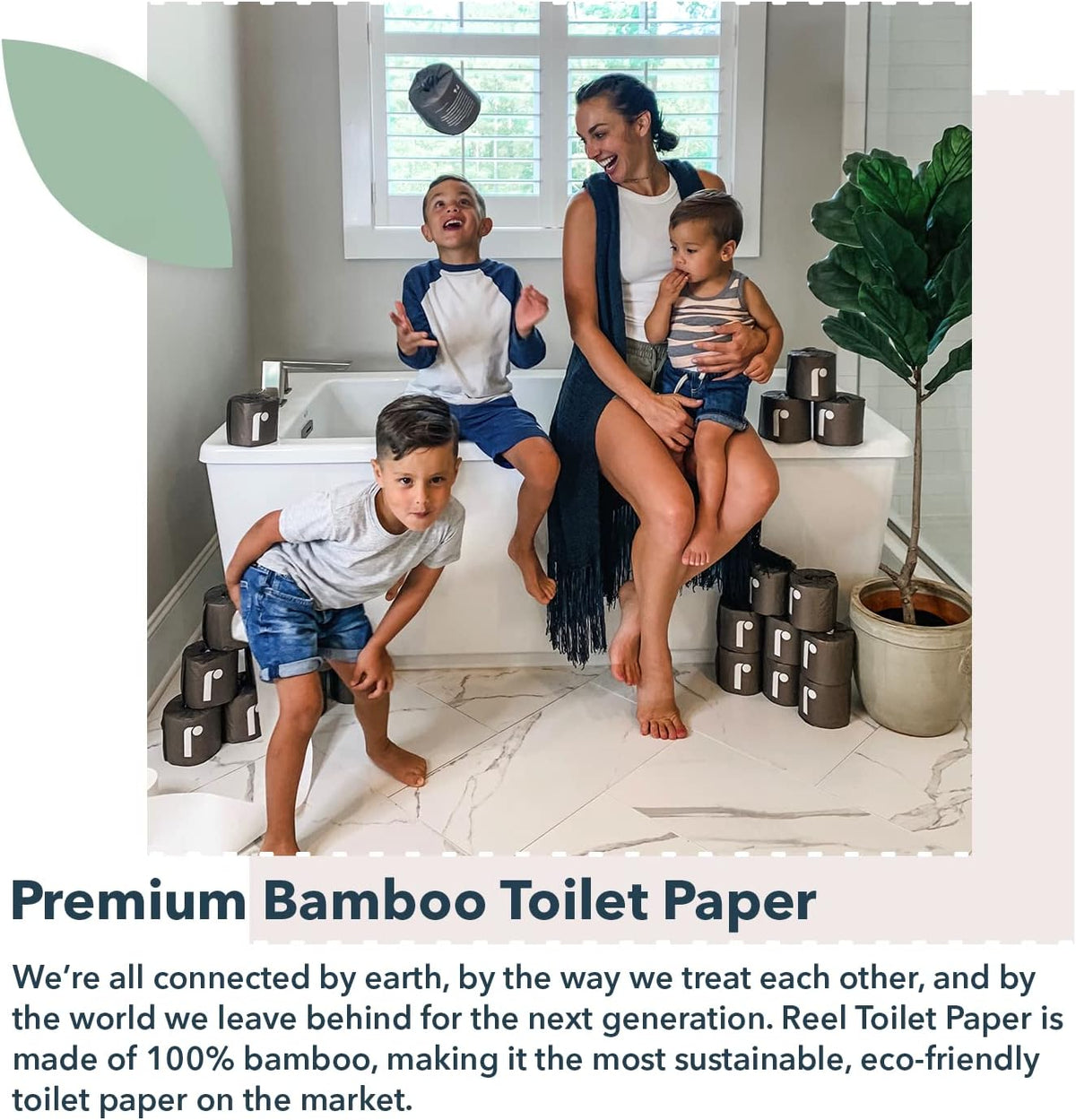 Reel Premium Toilet Paper - 24 Rolls of Toilet Paper - 3-Ply Made From Tree-Free - Zero Plastic