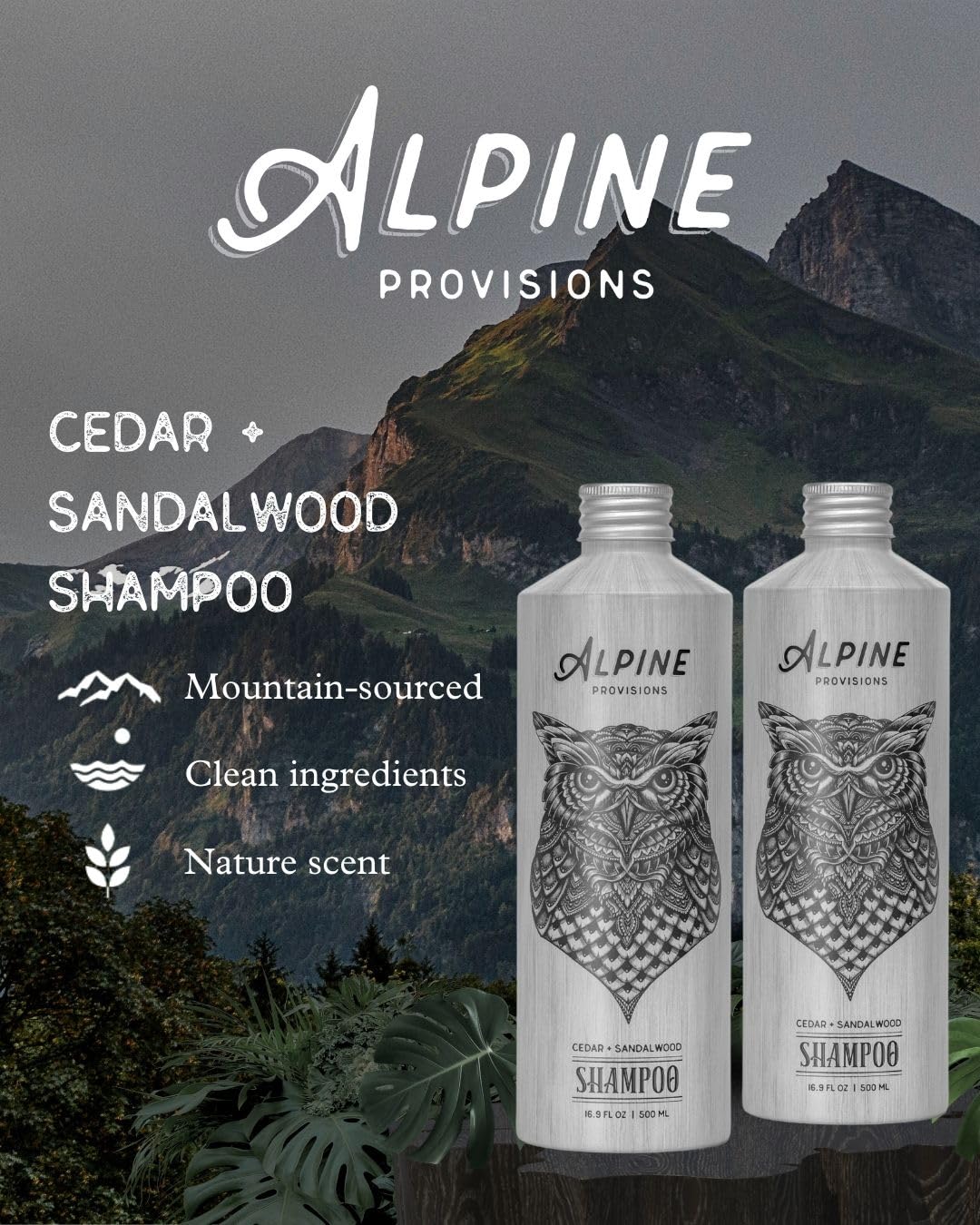 Alpine Provisions Cedar & Sandalwood Shampoo - Naturally Repair, Cleanse, and Hydrate with