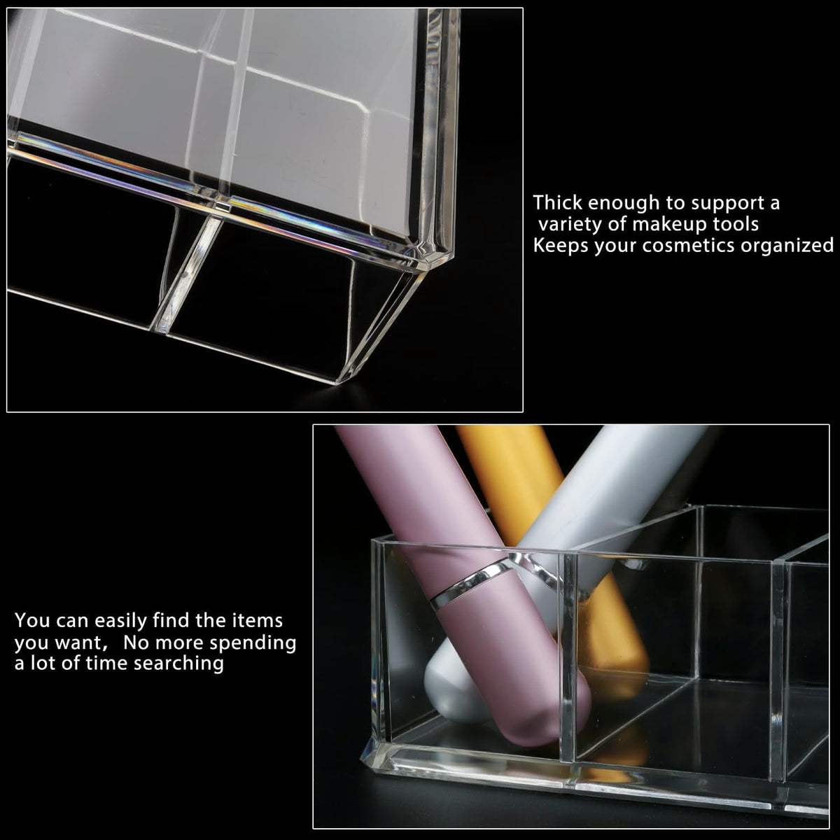 Nsmykhg Makeup Organizer Acrylic Cosmetic Storage Organizer,6 Compartments Acrylic Cosmetic Storage