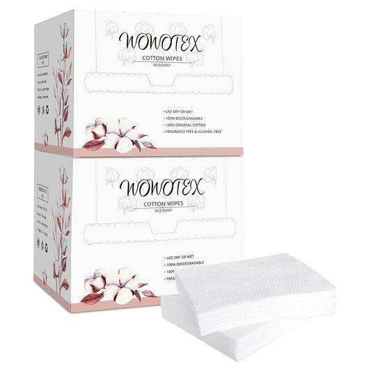 100% Cotton Disposable Face Towel 100 Count 10x12 Inch | Biodegradable Thick Soft One Time Use Dry