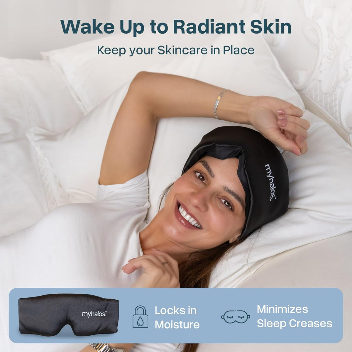 MyHalos 3D Mulberry Silk Sleep Mask for Women & Men with Cups, Blackout - Silk Eye Masks for Sleep