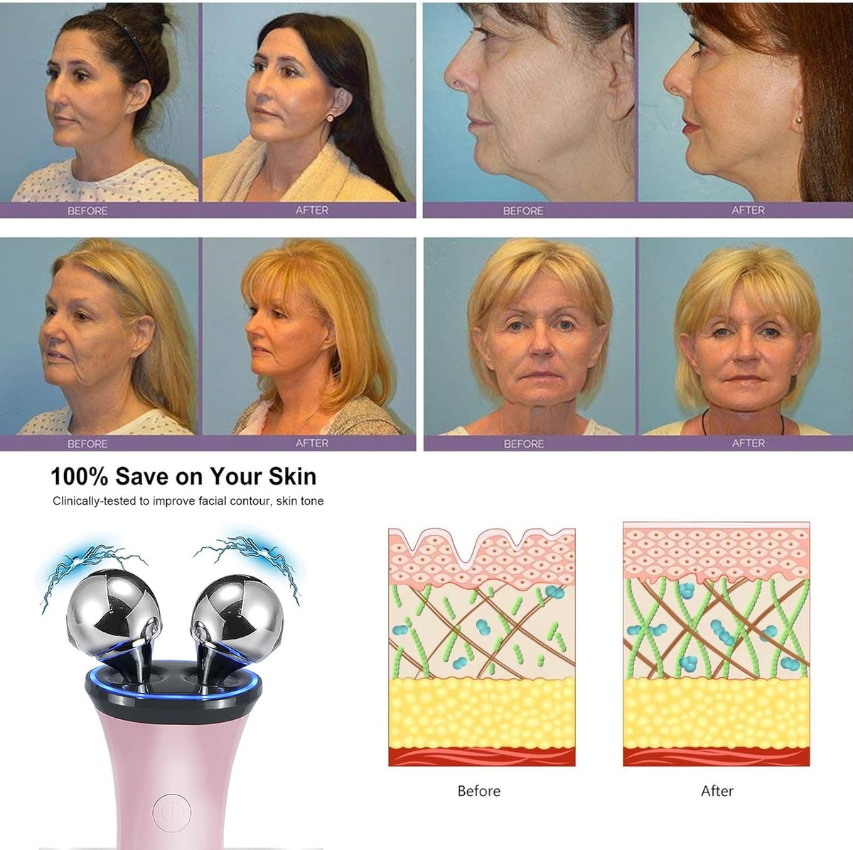 Microcurrent Facial Device, Face Massager Electric Face Lifting, Microcurrent Facial Device for