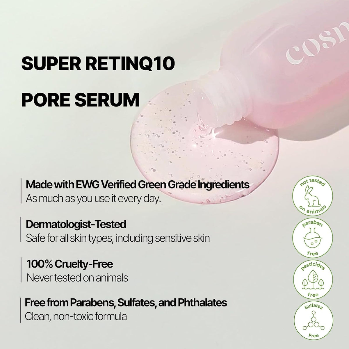 COSNOLOGY Retinol Anti-aging Serum with Coenzyme Q10,EGF,Pore Minimizing,Wrinkle Reduction,Centella