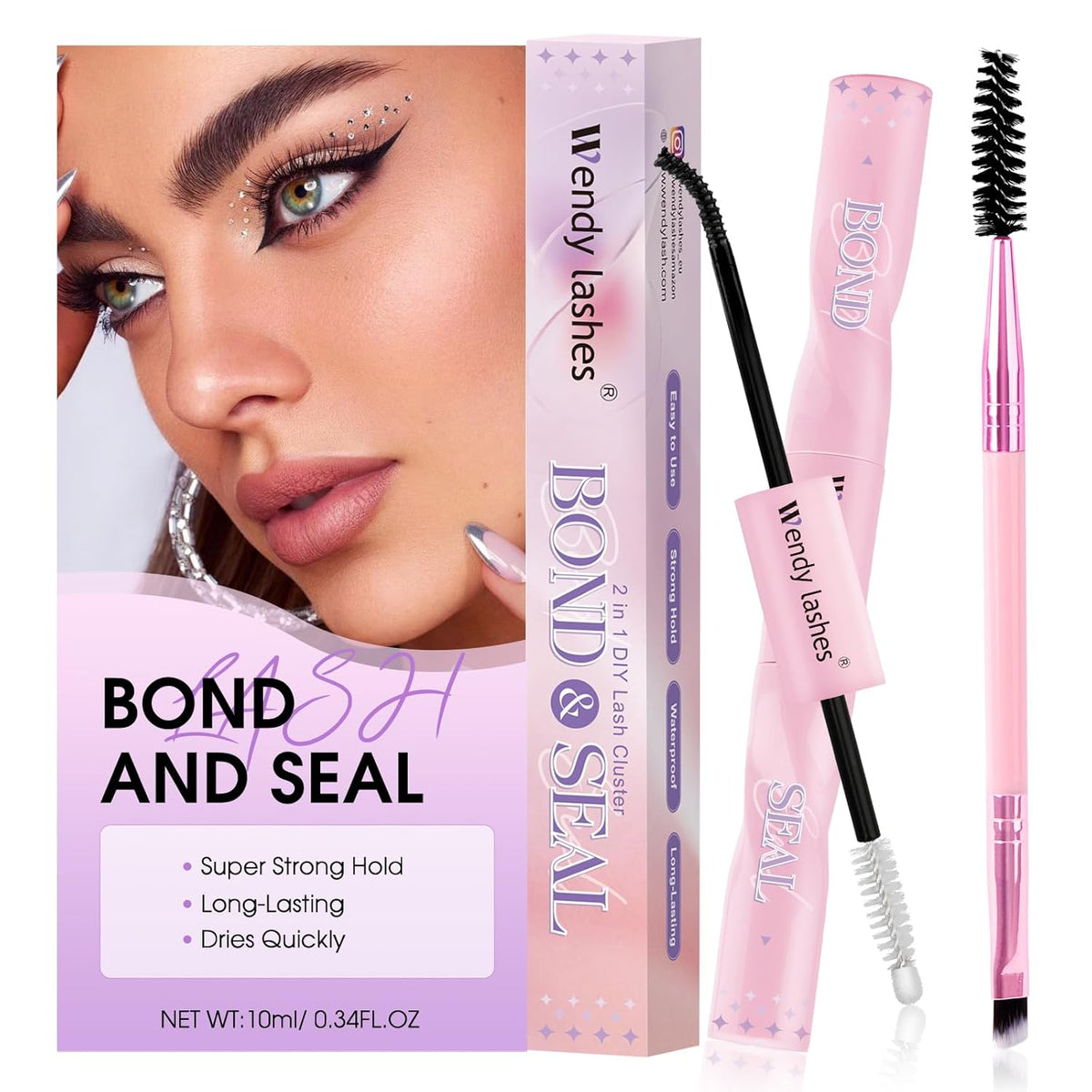2 in 1 Lash Bond and Seal Kit for DIY Eyelash Extension,Waterproof,Black,Strong Hold Use at
