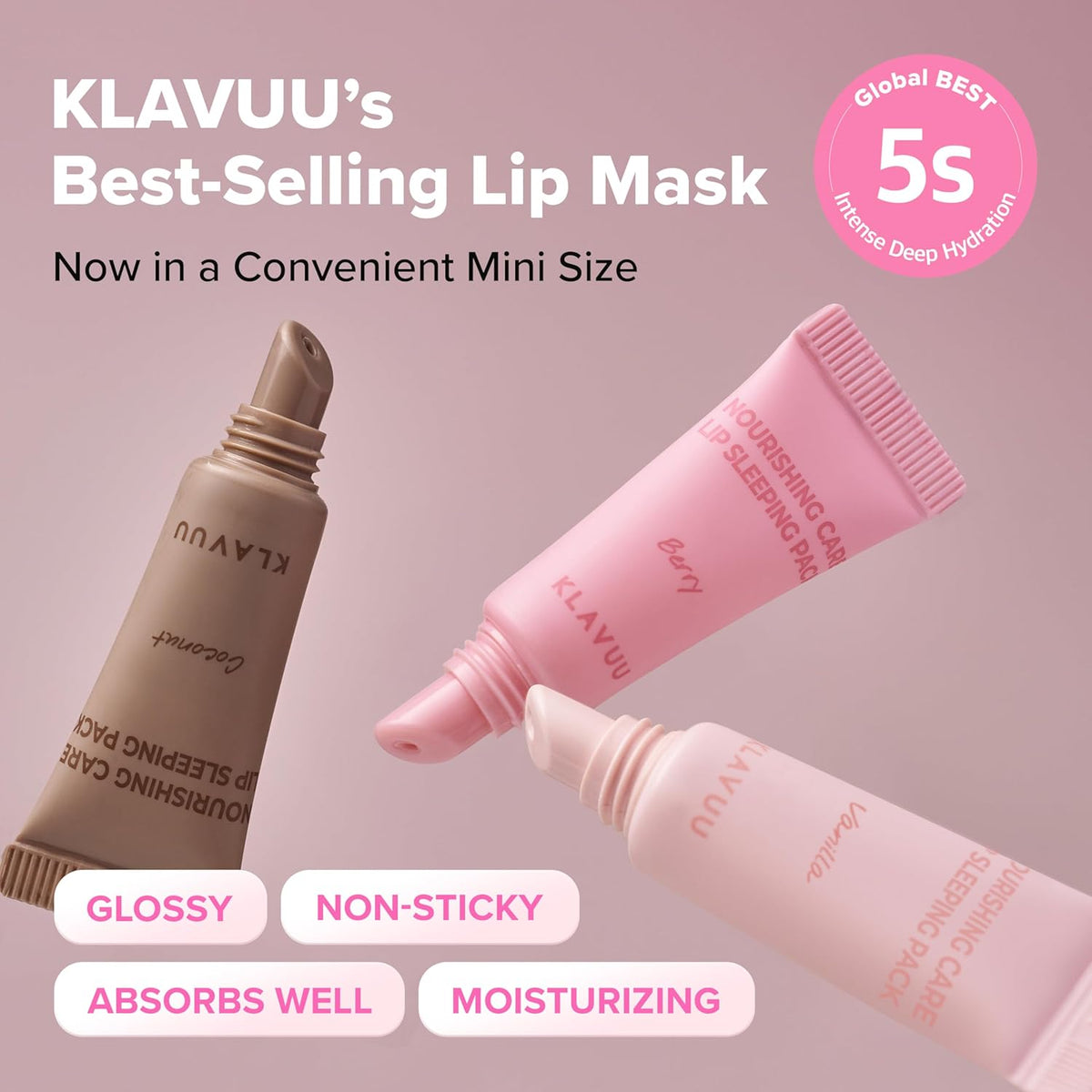 Klavuu Lip Sleeping Pack Boosting Kit – Overnight Hydrating Lip Mask, Daily Balm, Gentle Scrub &