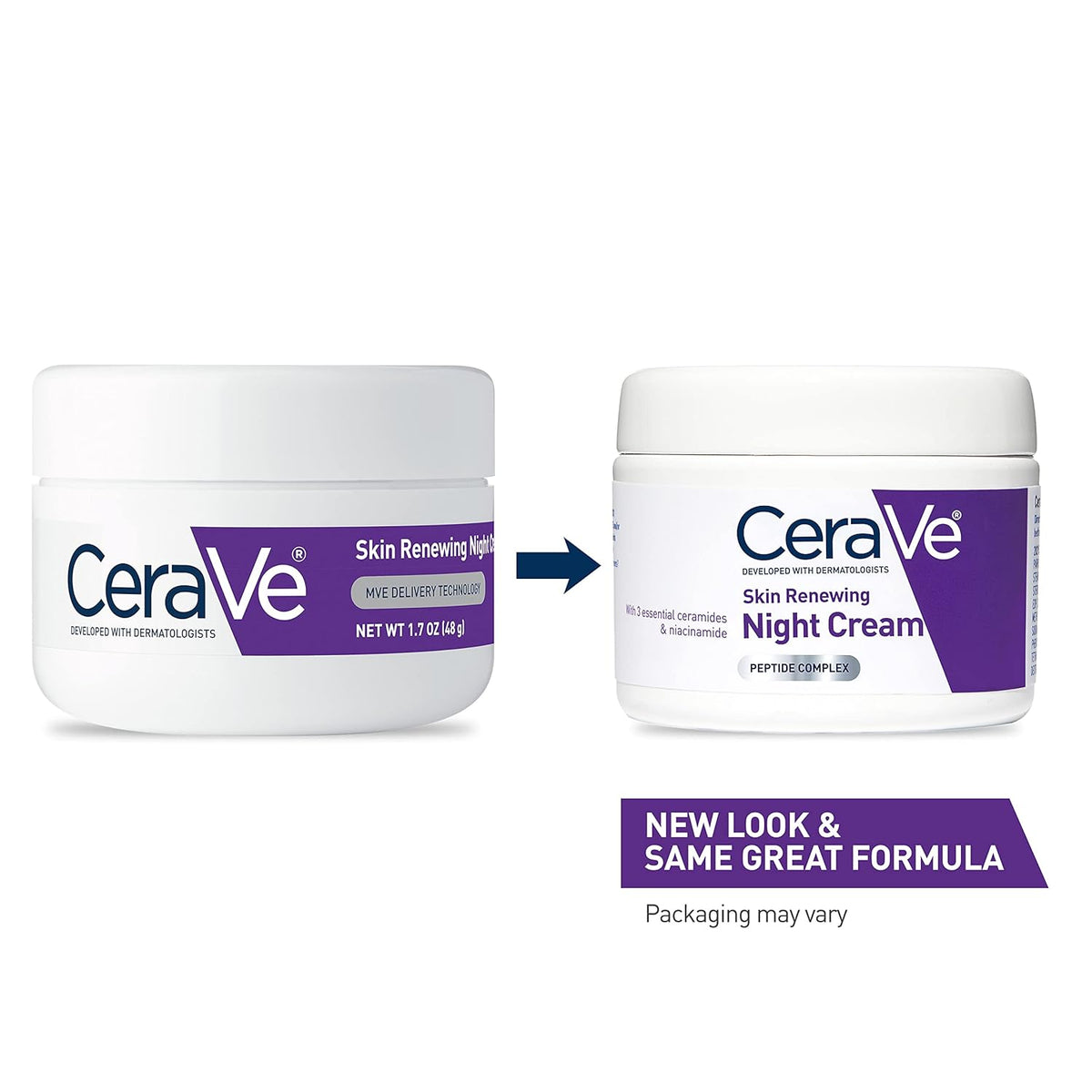 CeraVe Skin Renewing Night Cream, Niacinamide, Peptide Complex, and Hyaluronic Acid Moisturizer for