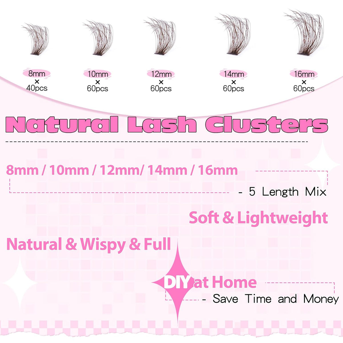Brown Lash Clusters Eyelash Extensions 280pcs Volume Eyelash Clusters Lash Extensions 8-16MM