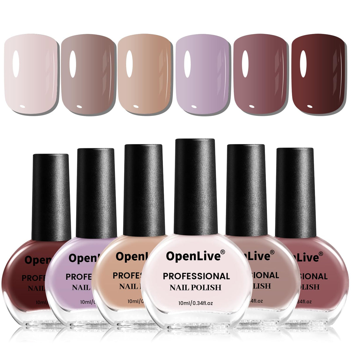 10ml Nude Pink Nail Polish Set 6 Colors Brown Red Purple All Seasons Neutral Color Quick Dry Nail