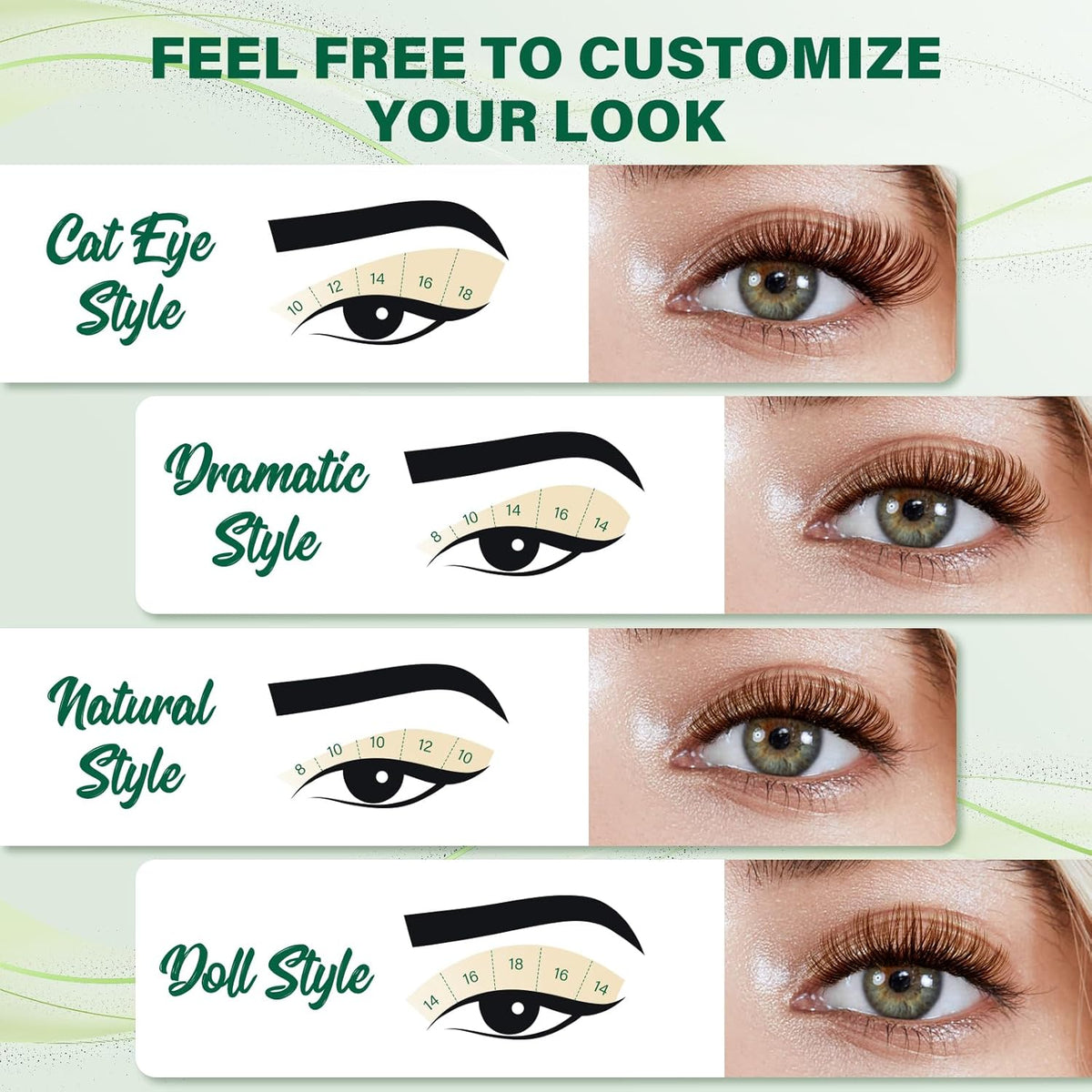 KEYYOU Brown Lash Clusters 144pcs Eyelash Clusters 8-18MIX D Curl Cluster Lashes Soft Wispy Lash