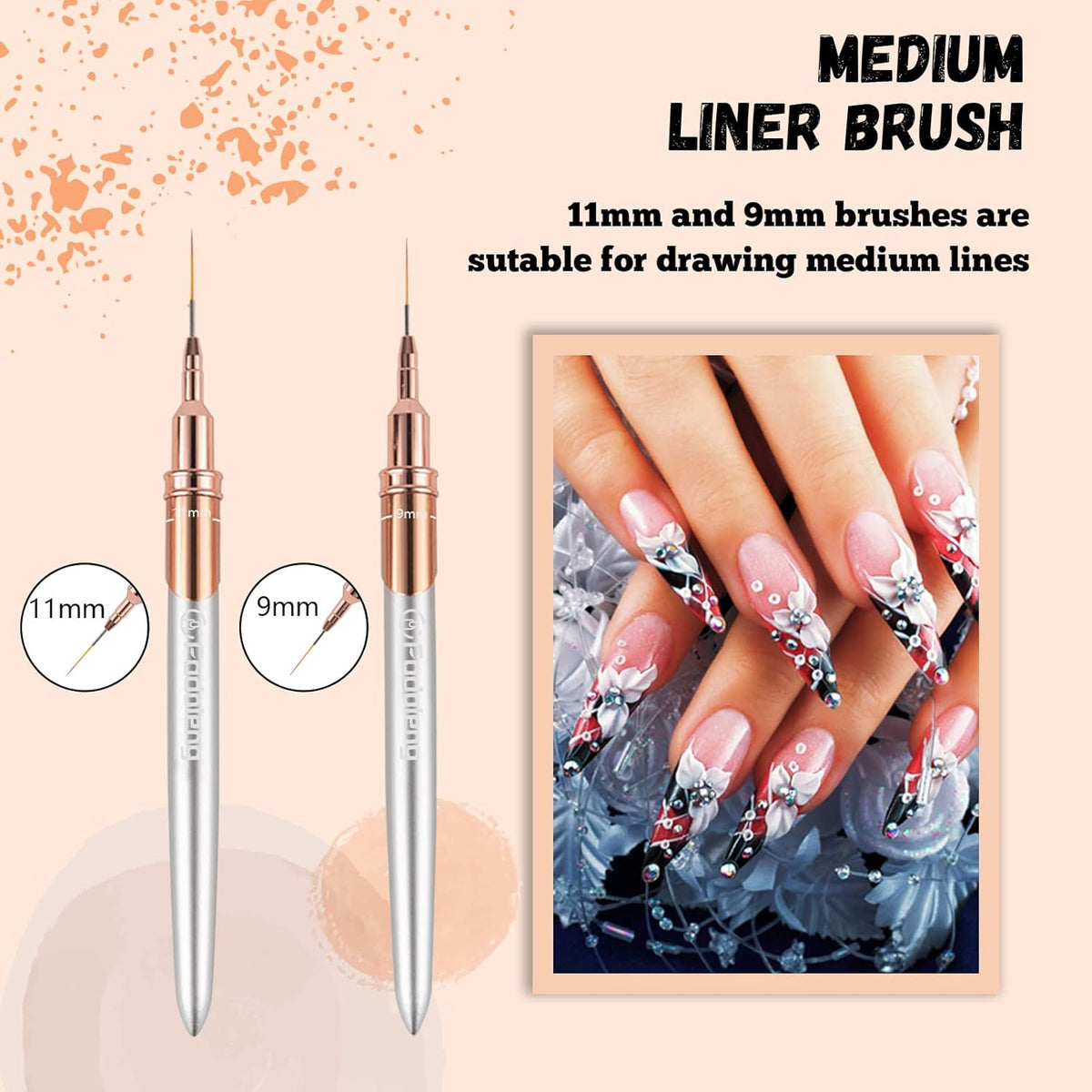Liner Brush for Nails, 6Pcs Thin Nail Art Brushes Professional Nail Detail Brush for Gel Polish